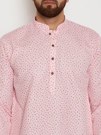 SOJANYA Men Pink Printed Straight Kurta