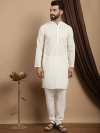 Anouk Ethnic Motifs Embroidered Regular Pure Cotton Straight Kurta With Churidar