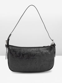 Lino Perros Floral Textured Structured Shoulder Bag with Chain Detail
