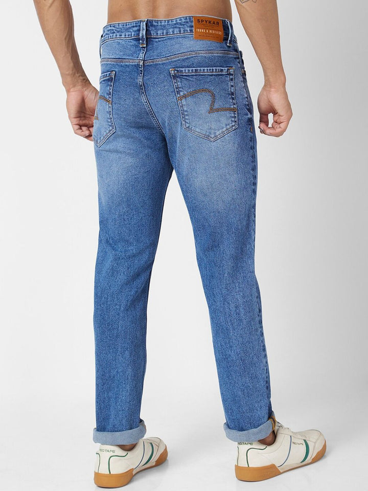 SPYKAR Men Relaxed Fit Low Distress Heavy Fade Stretchable Jeans