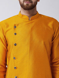 SOJANYA Lelaki Mustard Tenun Kuning Design Kurta Lurus