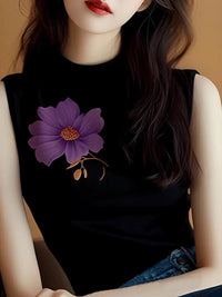 DressBerry Floral Printed Sleeveless Round Neck Cotton T-shirt