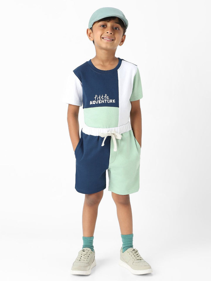 Nauti Nati Boys Colourblocked T-shirt with Shorts