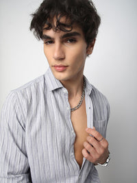 VASTRADO Men Classic Spread Collar Textured Slim Fit Casual Shirt