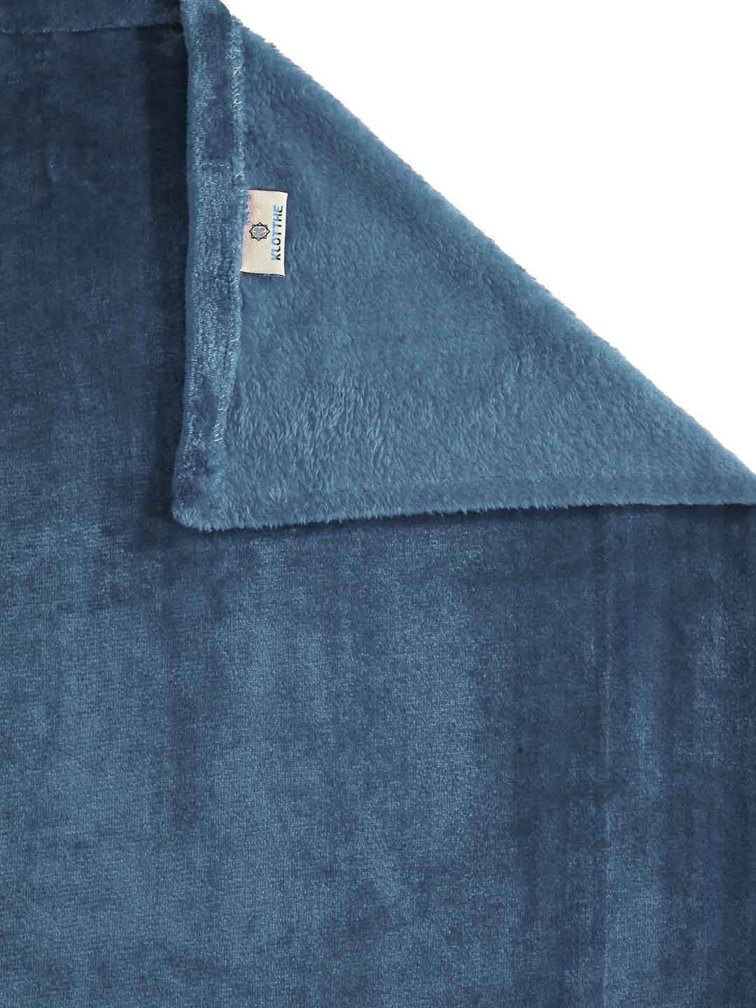 KLOTTHE Turquoise Blue 300 TC Woolen Single Bedsheet With Pillow Cover