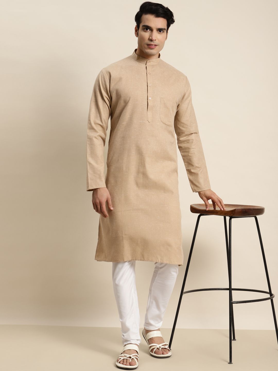 SOJANYA Lelaki Cotton Linen Kurta Lurus