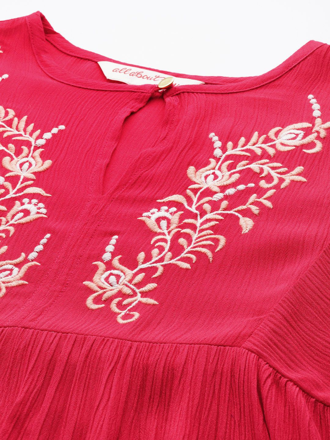 all about you Ethnic Motifs Embroidered Bishop Sleeves A-Line Dress