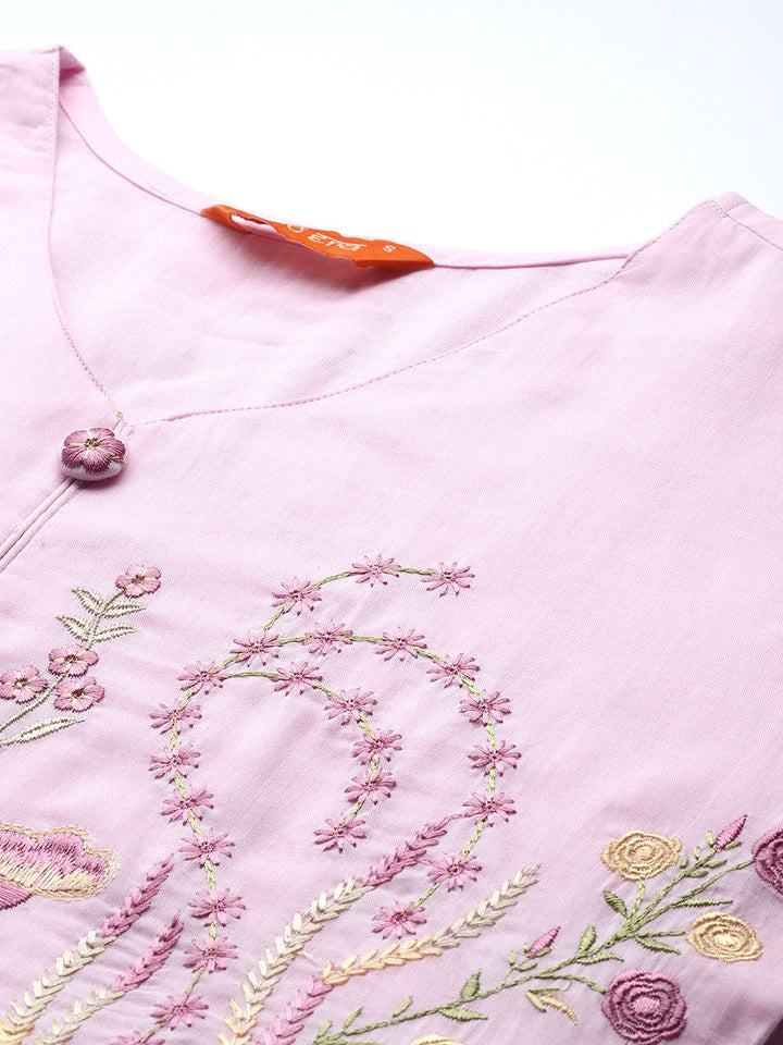 Indo Era Ethnic Motifs Embroidered Pure Cotton Kurta with Trousers & Dupatta