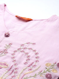 Indo Era Ethnic Motifs Embroidered Pure Cotton Kurta with Trousers & Dupatta