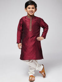 SOJANYA Boys Maroon Ethnic Motifs Thread Work Kurta