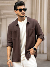 Powerlook Men Textured Spread Collar Casual Shirt
