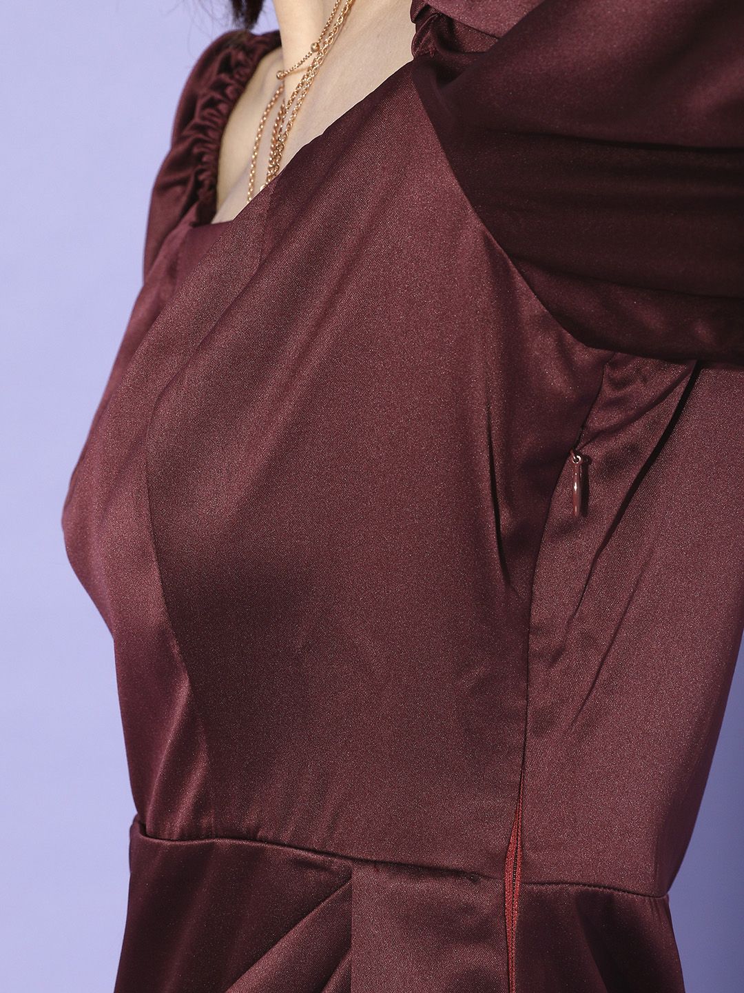 STREET 9 Burgundy Satin Mini Dress