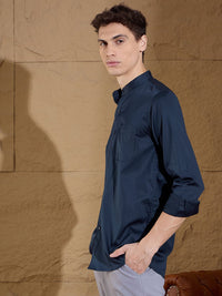 DENNISON Men Smart Mandarin Collar Solid Cotton Casual Shirt