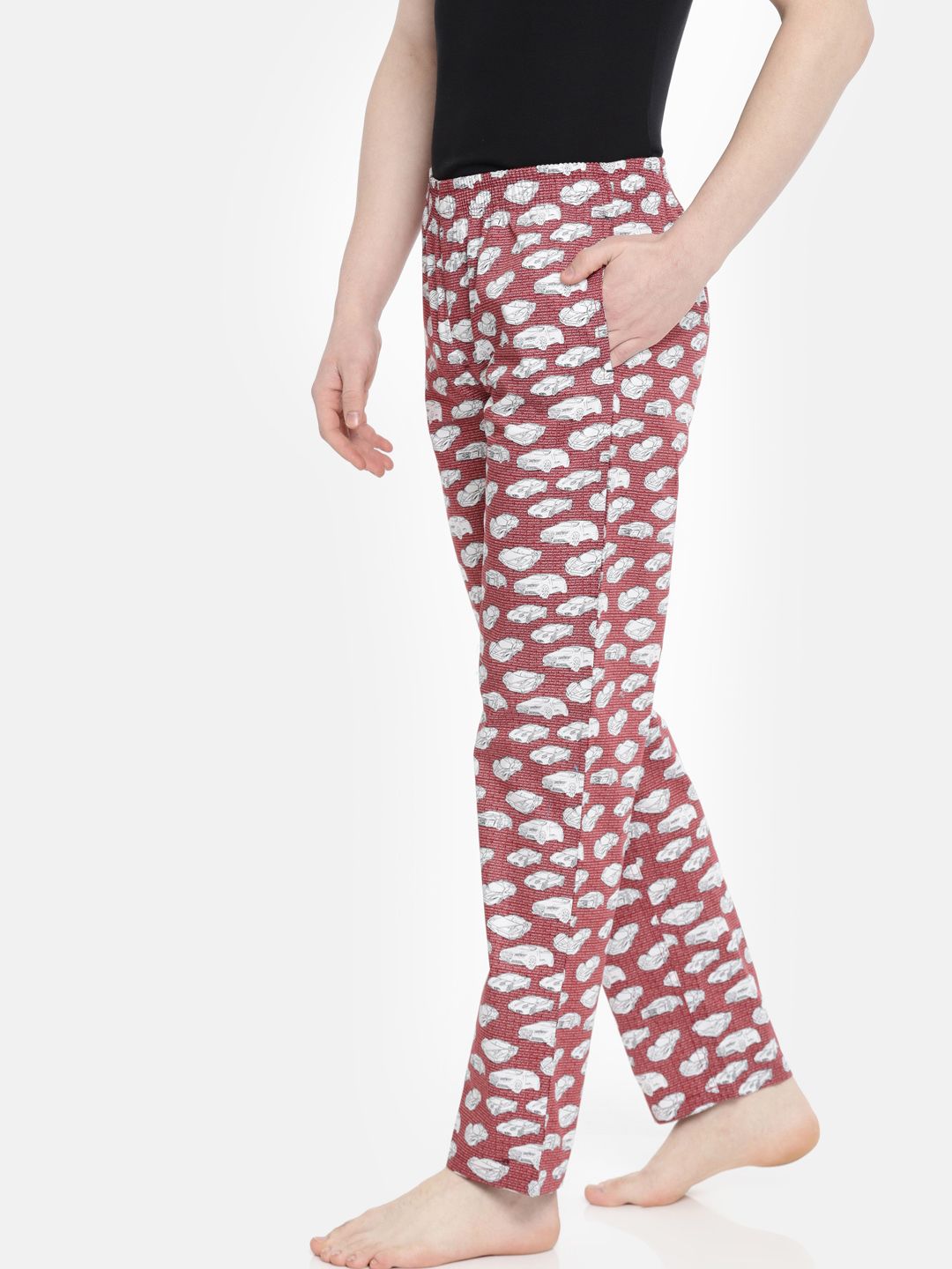 The Indian Garage Co Men Maroon & White Printed Lounge Pants SP18-LNGE03-06