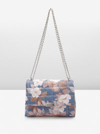 Lino Perros Floral Print Structured Shoulder Bag with Quilted Detail