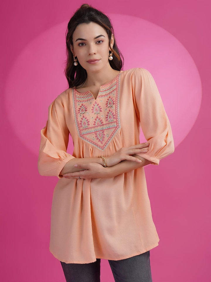 KALINI Floral Embroidered Thread Work A-Line Kurti