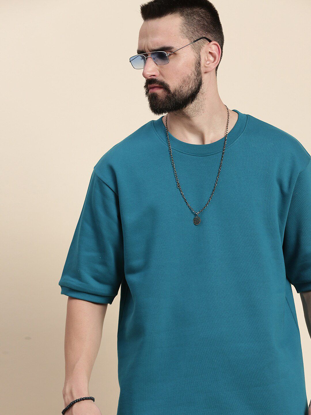DILLINGER Round Neck Oversized Pullover Fleece Sweatshirt