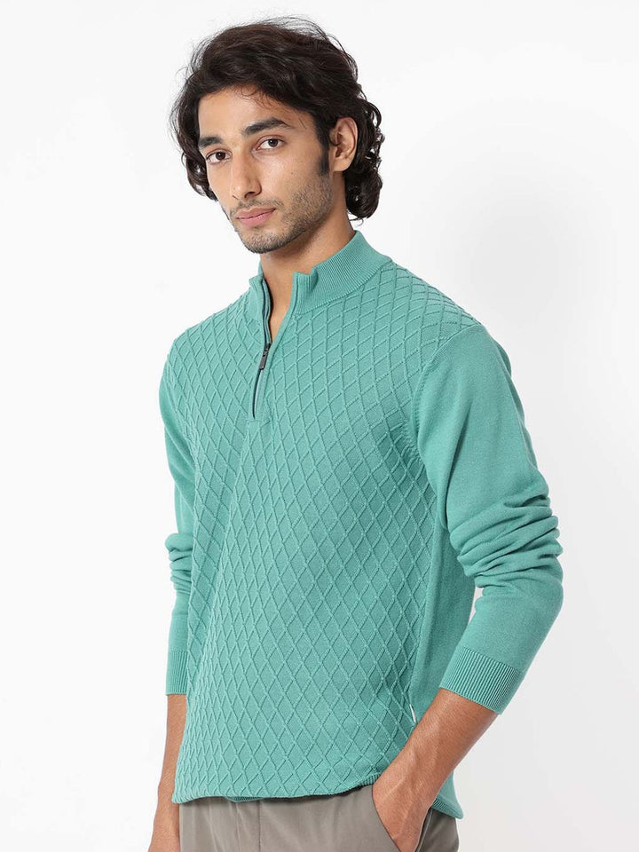 RARE RABBIT Men Troyo Regular Fit Mock Collar Sweater