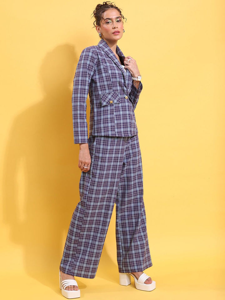 Tokyo Talkies Checked Blazer With Trousers