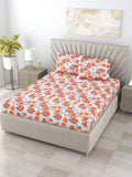 BOMBAY DYEING Florentine White Floral Pure Cotton 144TC Queen Bedsheet Set 2.28 m X 2.54m