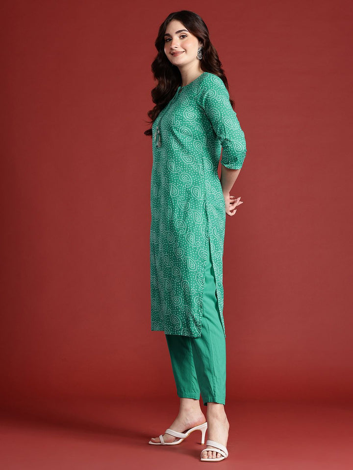 Anouk Pure Cotton Bandhani Print Kurta & Trouser With Dupatta