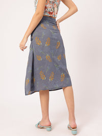 DressBerry Wildflower Wonderland Printed Ruched Side Slit Skirt