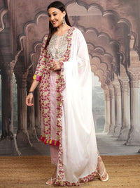 Vishudh Women Floral Printed Regular Pure Cotton Kurta with Trousers & With Dupatta