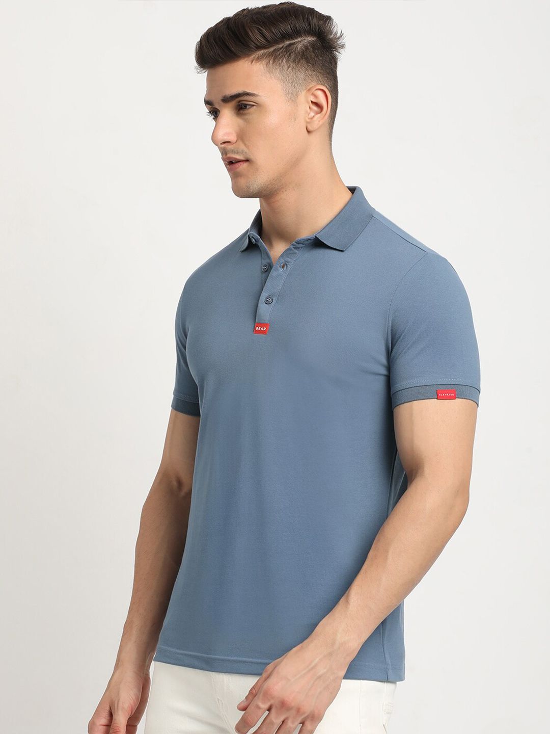 THE BEAR HOUSE Polo Collar Short Sleeves Slim Fit T-shirt