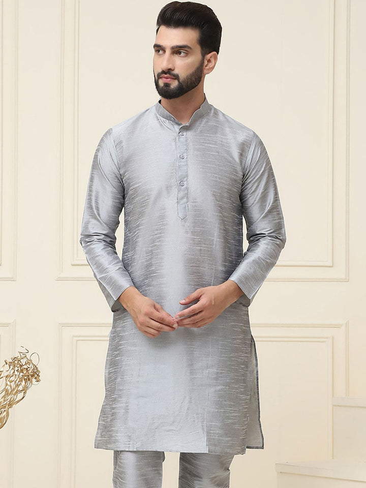 SOJANYA Lelaki Grey Solid Kurta Lurus