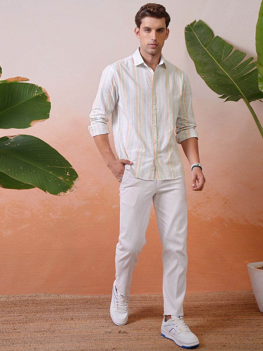 "Locomotive Premium Men Striped Relaxed   Shirt"