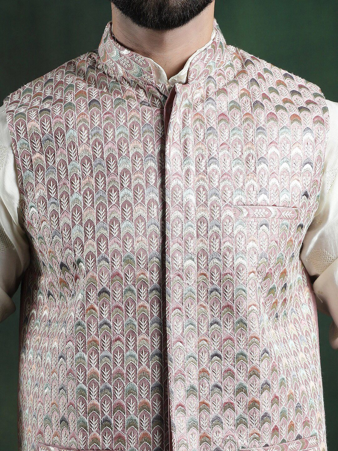 SOJANYA Jaket Nehru Bercetak Geometrik Lelaki
