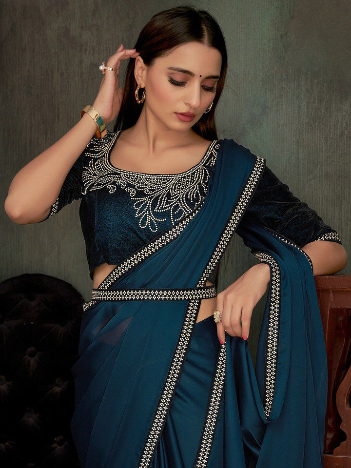 Saree mall Embellished Border Poly Chiffon Sarees
