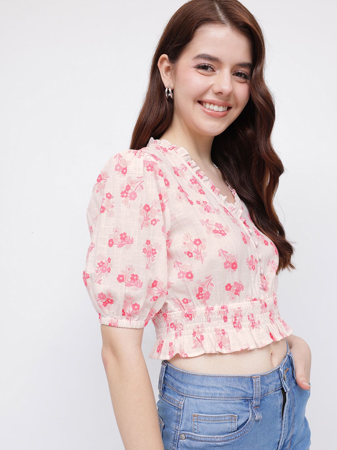DressBerry Cottagecore Dream Smocked Blouson Top