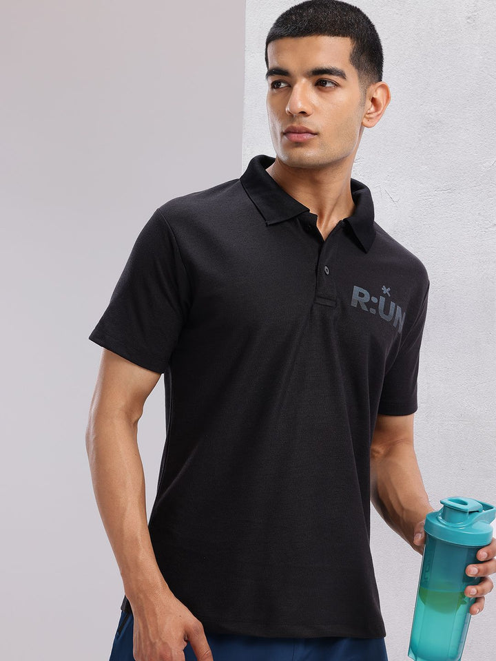 HRX by Hrithik Roshan Typography Printed Polo Collar Running T-shirt