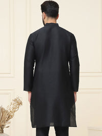 SOJANYA Men Black Solid Straight Kurta