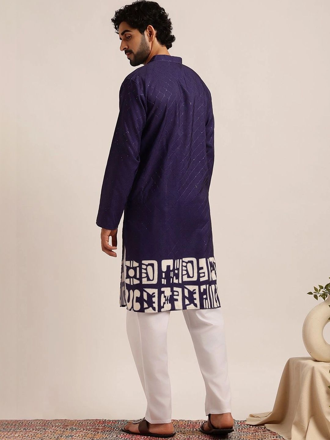 Anouk Men Geometric Printed Indie Prints Kurta
