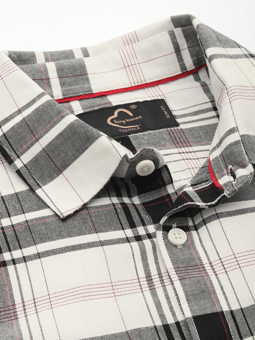 Being Human Pure Cotton Slim Fit Checked Casual Shirt