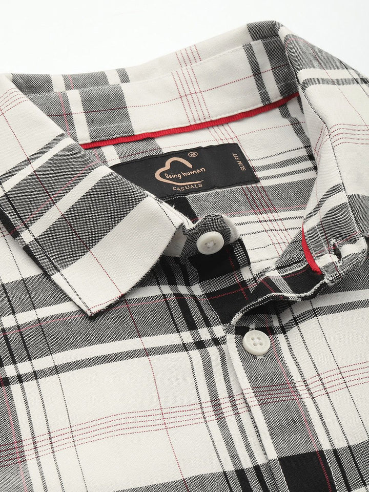 Being Human Pure Cotton Slim Fit Checked Casual Shirt