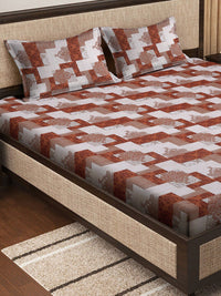 KLOTTHE Cotton 400 TC Fitted King Superfine Bedsheet with 2 Pillow Covers-106 x 106 inches