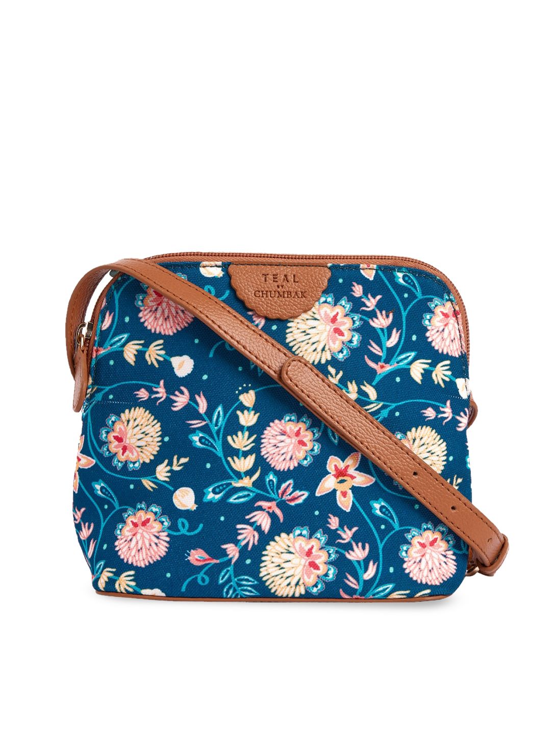 TEAL BY CHUMBAK Floral Printed Structured Sling Bag