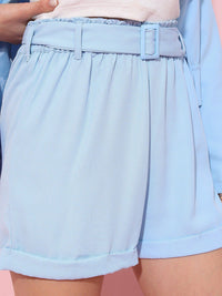 Tokyo Talkies Single-Breasted Blazer With Matching Belted Shorts Co-Ords