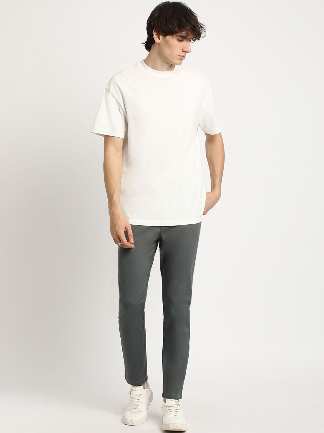 THE BEAR HOUSE Men's Slim Fit Mid Rise Casual Trouser