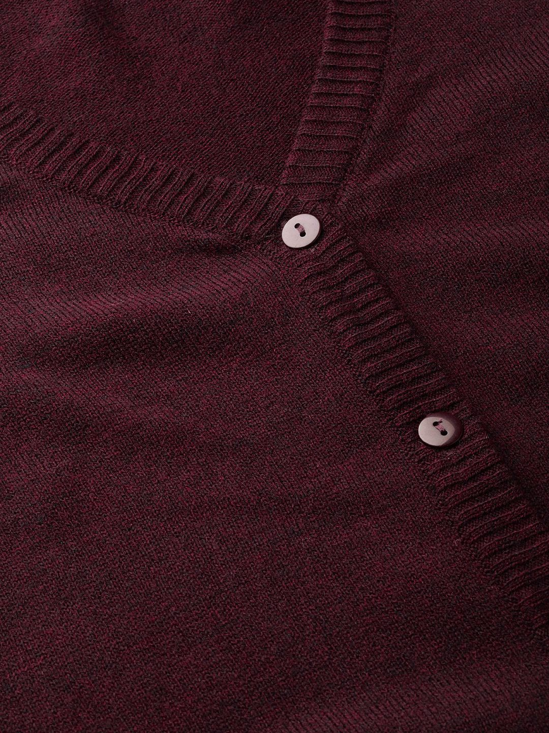 DressBerry Women Maroon Solid Cardigan Sweater