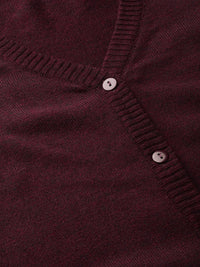 DressBerry Women Maroon Solid Cardigan Sweater