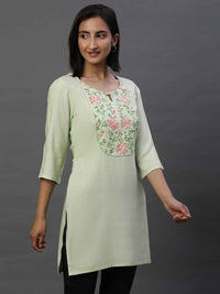 AURELIA Floral Embroidered Keyhole Neck Straight Kurti