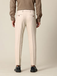 Mr Bowerbird Men Tailored Fit Textured Pleated Trousers