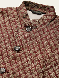 SOJANYA Mandarin Collar Regular Kurta With Churidar & Nehru Jacket