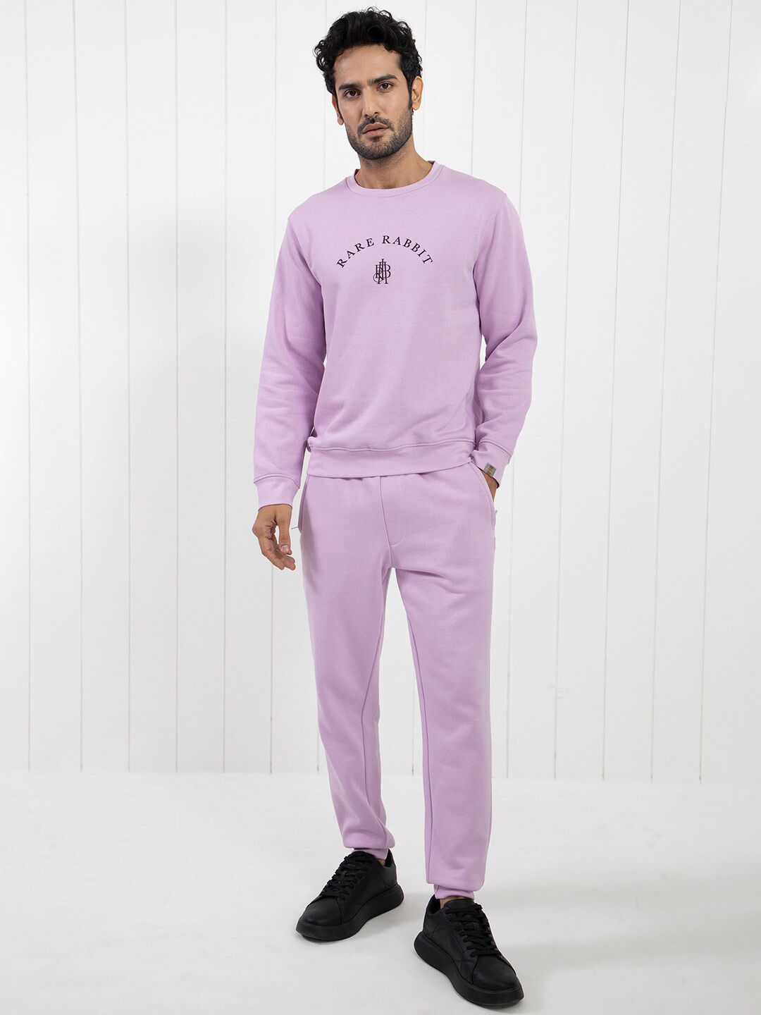 RARE RABBIT Men Nomic Logo Print Round Neck Sweatshirt