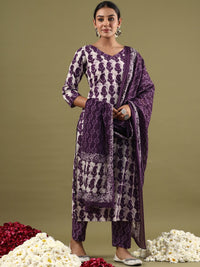 Indo Era V-Neck Paisley Printed Regular Pure Cotton Kurta Set