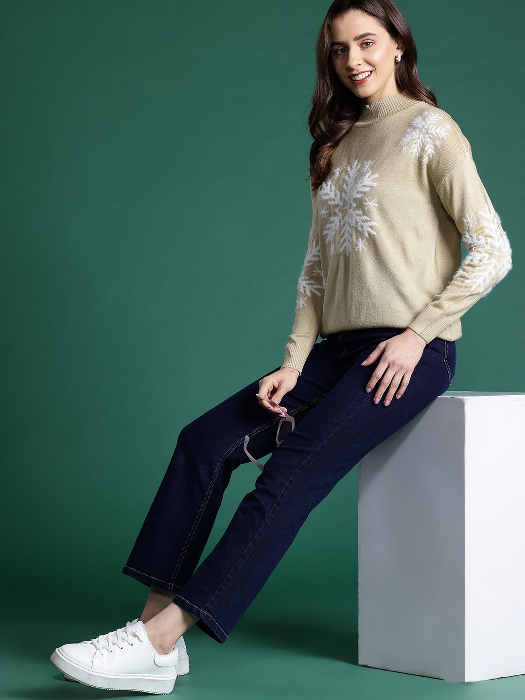 DressBerry Fair Isle Acrylic Pullover with Fuzzy Detail
